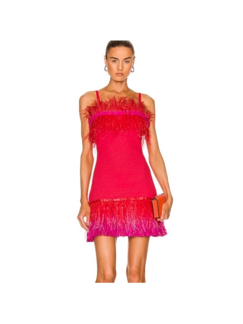 NWT Staud Etta Ostrich Feather Mini Dress Medium - Picture 1 of 15